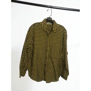 Vintage Indygo Kenar Yellow and Black Flannel Shirt Womens Free Size 100% Cotton
